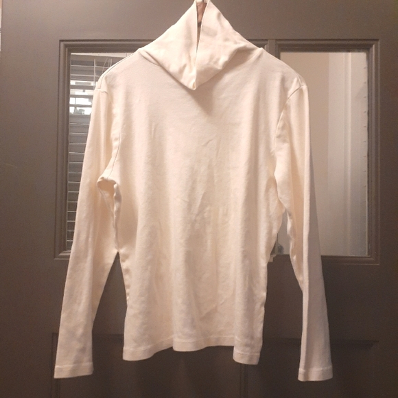 Christopher & Banks Cream Layer Your Look Long Sleeve Turtleneck Top 100% Cotton - Picture 1 of 8